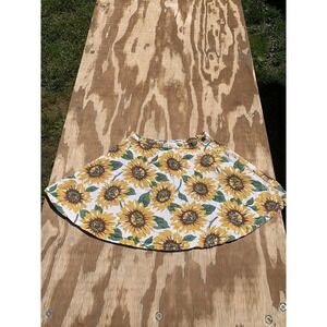 American Apparel Skirt Small Yellow Floral Sunflower‎ Denim A Line Mini White